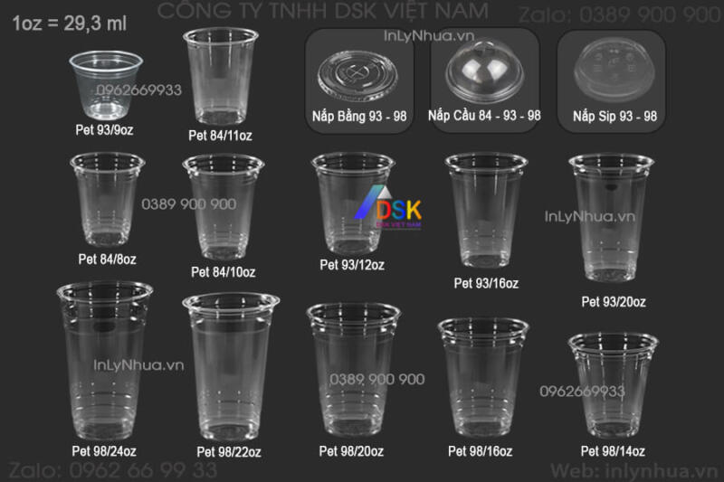 Mẫu ly nhựa PET